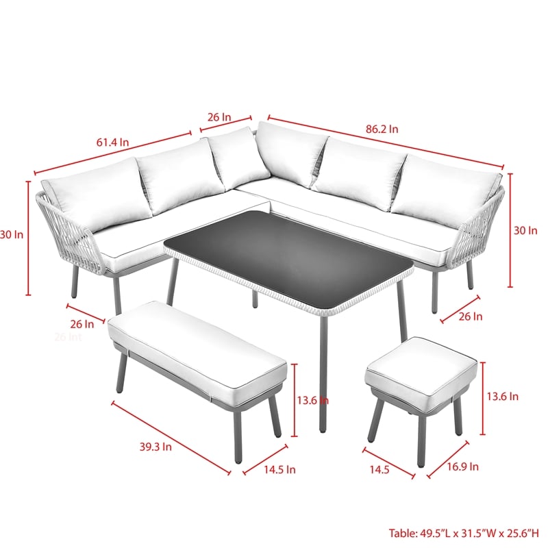 Posh Living Trayvon  Outdoor 5pc Seating Group Sand