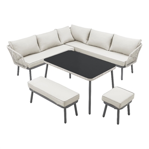 posh living trayvon  outdoor 5pc seating group sand
