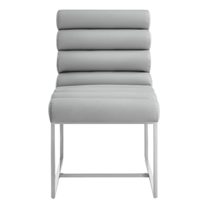 Posh Living Makynlee PU Leather Armless Dining Chair Grey/Chrome
