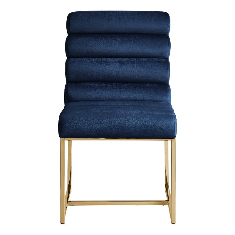 Posh Living Makynlee Velvet Armless Dining Chair Navy/Gold