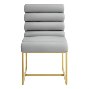 Posh Living Makynlee PU Leather Armless Dining Chair Grey/Gold