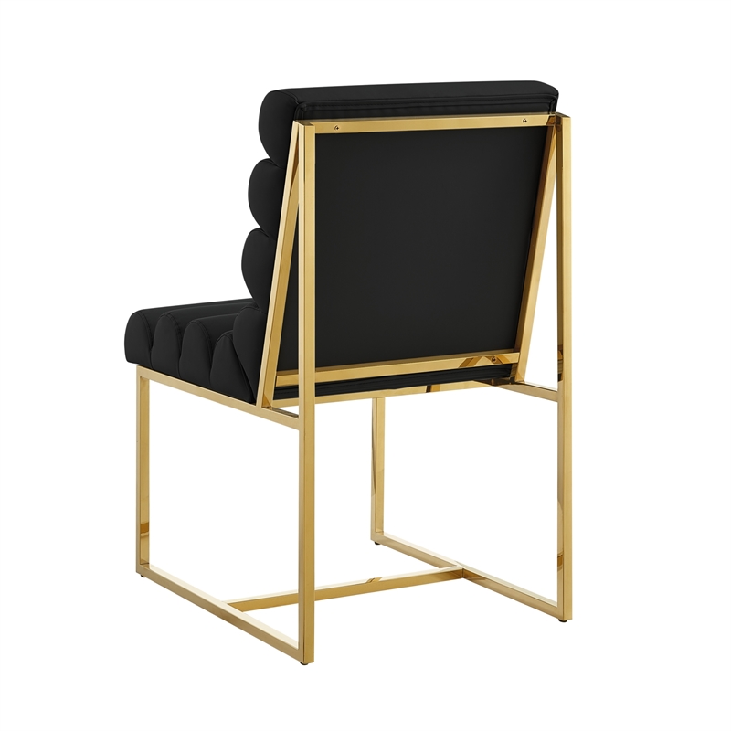 Posh Living Makynlee PU Leather Armless Dining Chair Black/Gold