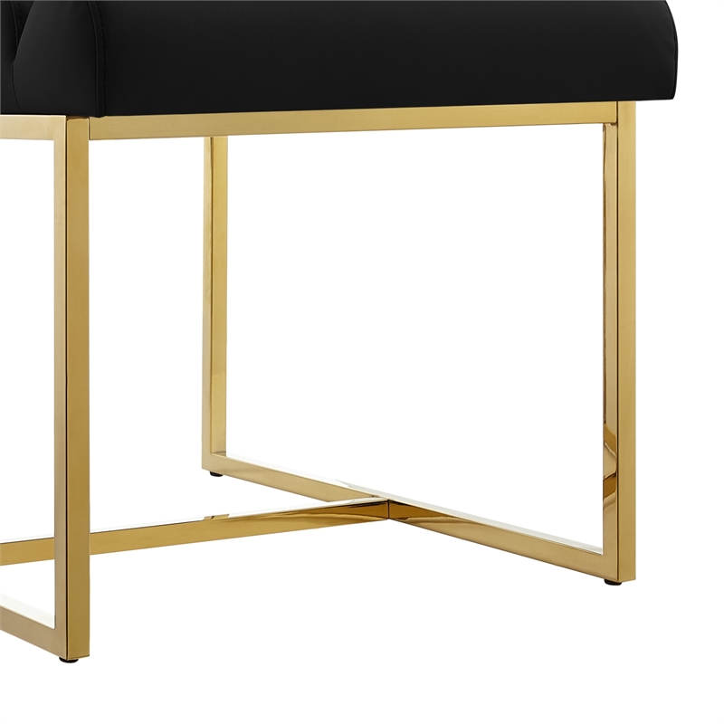 Posh Living Makynlee PU Leather Armless Dining Chair Black/Gold