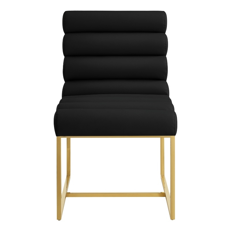 Posh Living Makynlee PU Leather Armless Dining Chair Black/Gold