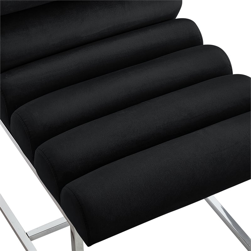Posh Living Makynlee Velvet Armless Dining Chair Black/Chrome