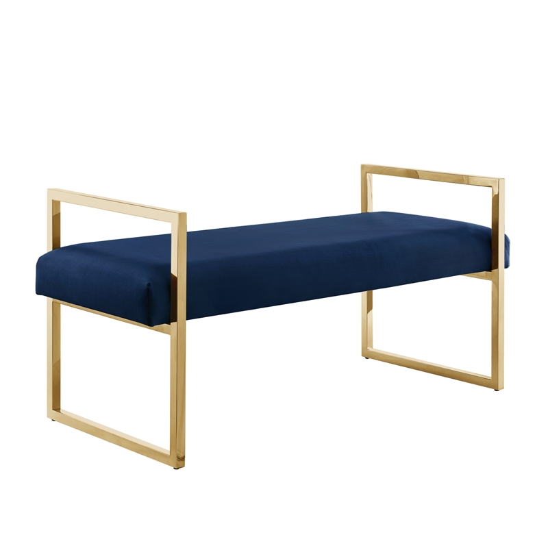 Posh Living Makynlee Velvet Bench Navy/Gold