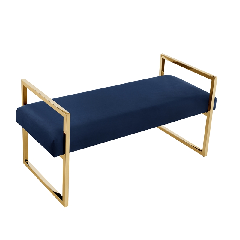 Posh Living Makynlee Velvet Bench Navy/Gold