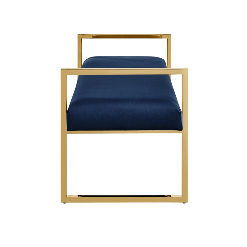 Posh Living Makynlee Velvet Bench Navy/Gold