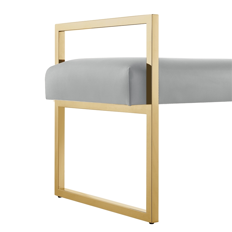 Posh Living Makynlee PU Leather Bench Grey/Gold