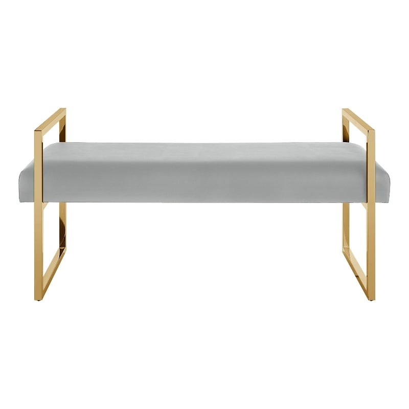 Posh Living Makynlee PU Leather Bench Grey/Gold