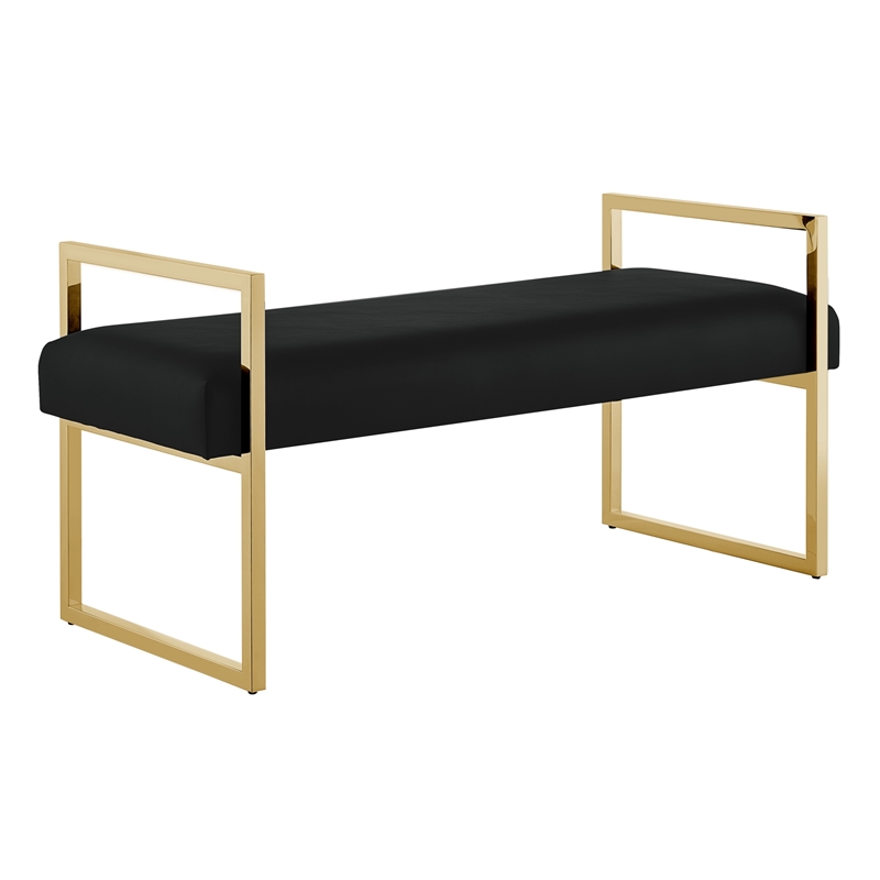 Posh Living Makynlee PU Leather Bench Black/Gold