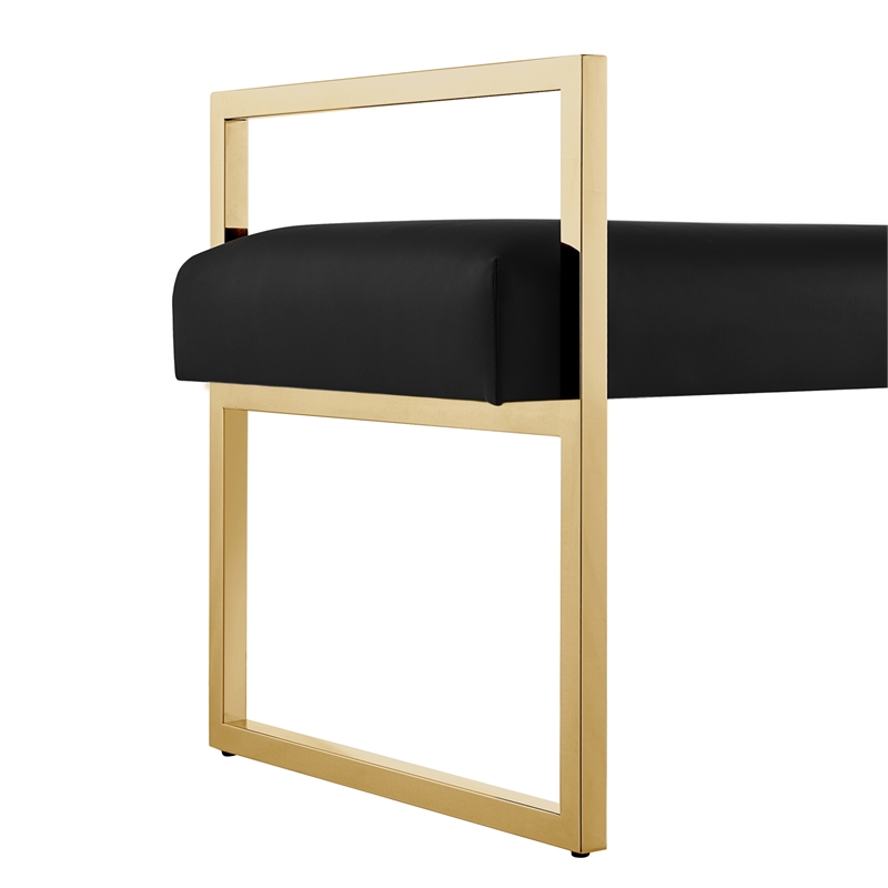 Posh Living Makynlee PU Leather Bench Black/Gold