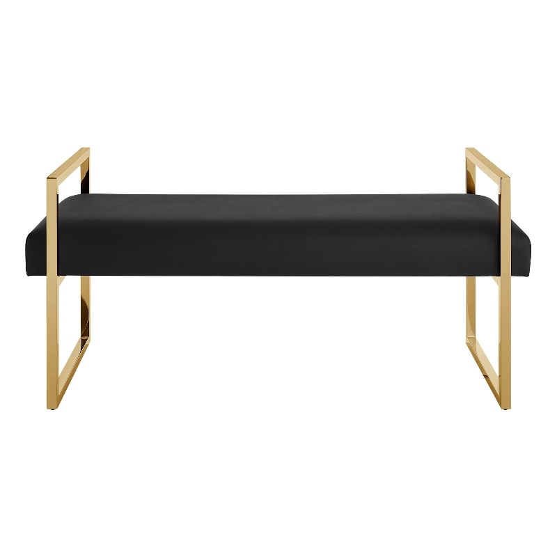 Posh Living Makynlee PU Leather Bench Black/Gold