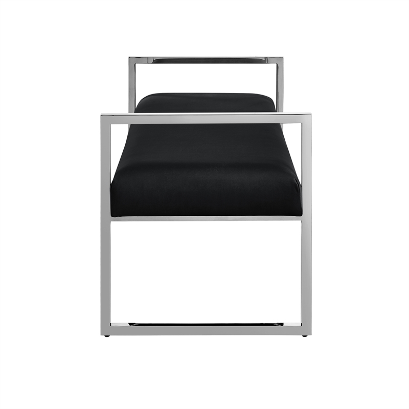 Posh Living Makynlee Velvet Bench Black/Chrome