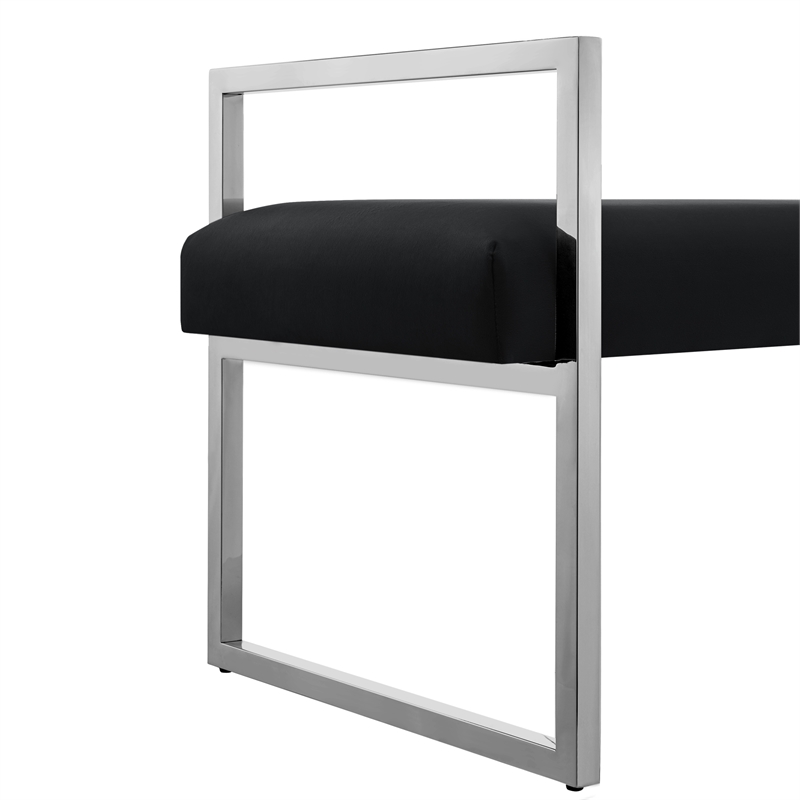Posh Living Makynlee Velvet Bench Black/Chrome