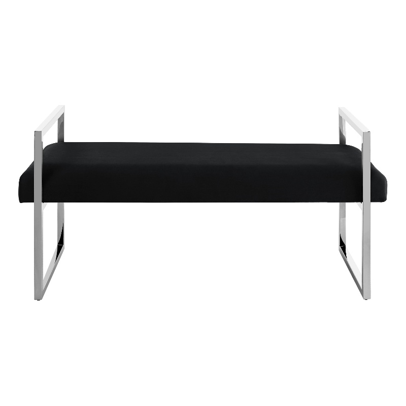 Posh Living Makynlee Velvet Bench Black/Chrome