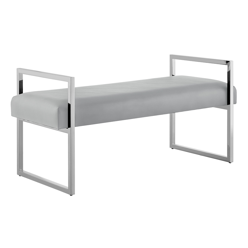 Posh Living Makynlee PU Leather Bench Grey/Chrome