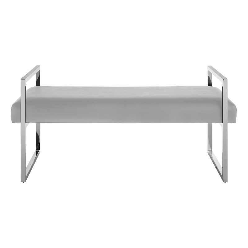 Posh Living Makynlee PU Leather Bench Grey/Chrome