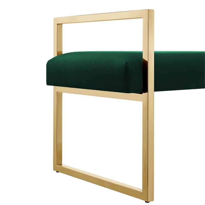 Posh Living Makynlee Velvet Bench Hunter Green/Gold