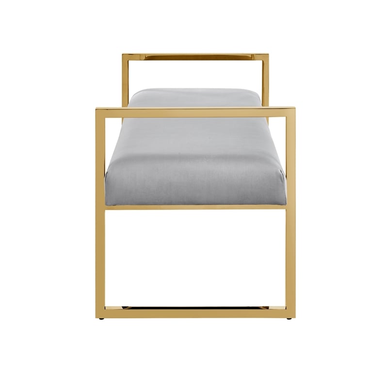 Posh Living Makynlee Velvet Bench Grey/Gold
