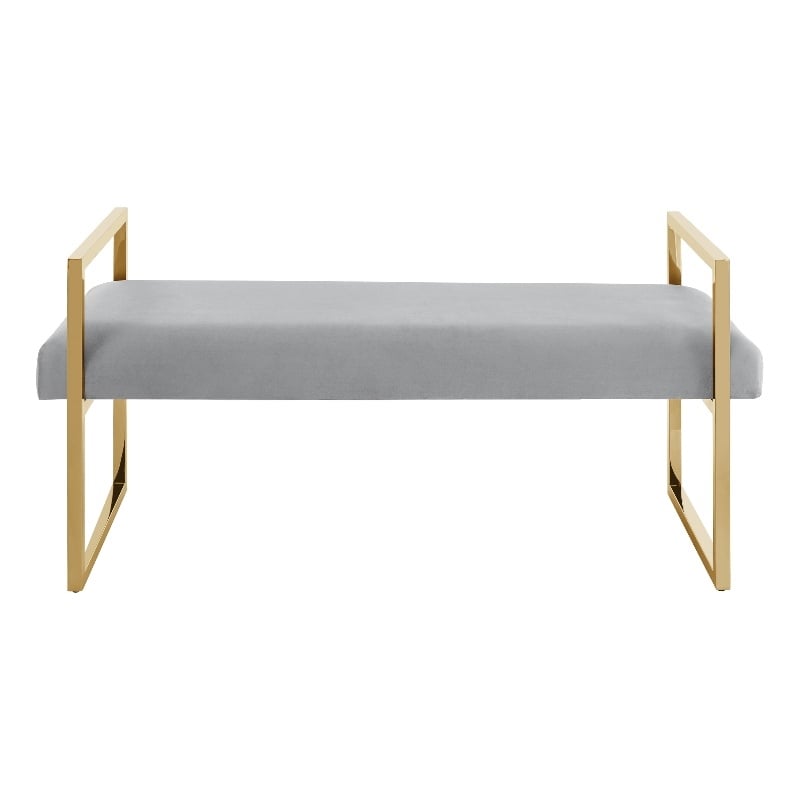 Posh Living Makynlee Velvet Bench Grey/Gold