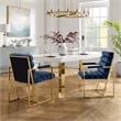 Posh Living Makynlee Velvet Dining Chair with Arm Navy/Gold