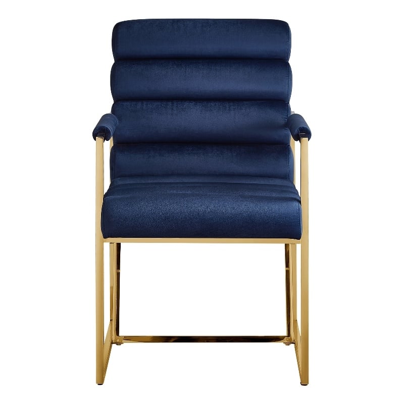 Posh Living Makynlee Velvet Dining Chair with Arm Navy/Gold