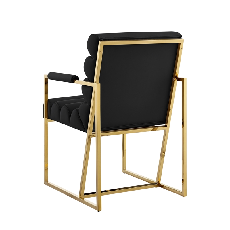 Posh Living Makynlee PU Leather Dining Chair with Arm Black/Gold
