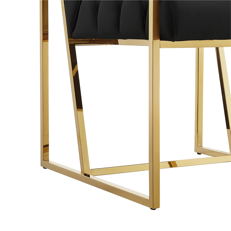 Posh Living Makynlee PU Leather Dining Chair with Arm Black/Gold