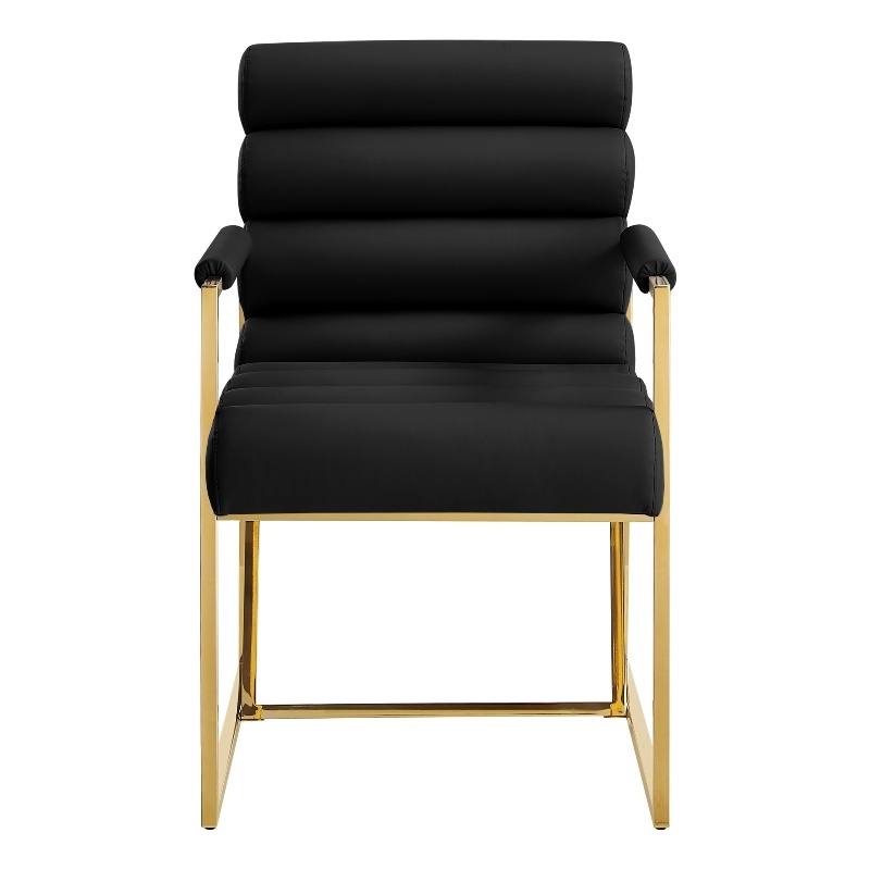 Posh Living Makynlee PU Leather Dining Chair with Arm Black/Gold