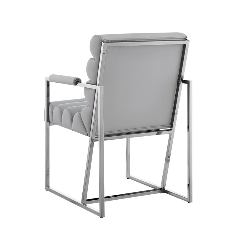 Posh Living Makynlee PU Leather Dining Chair with Arm Grey/Chrome