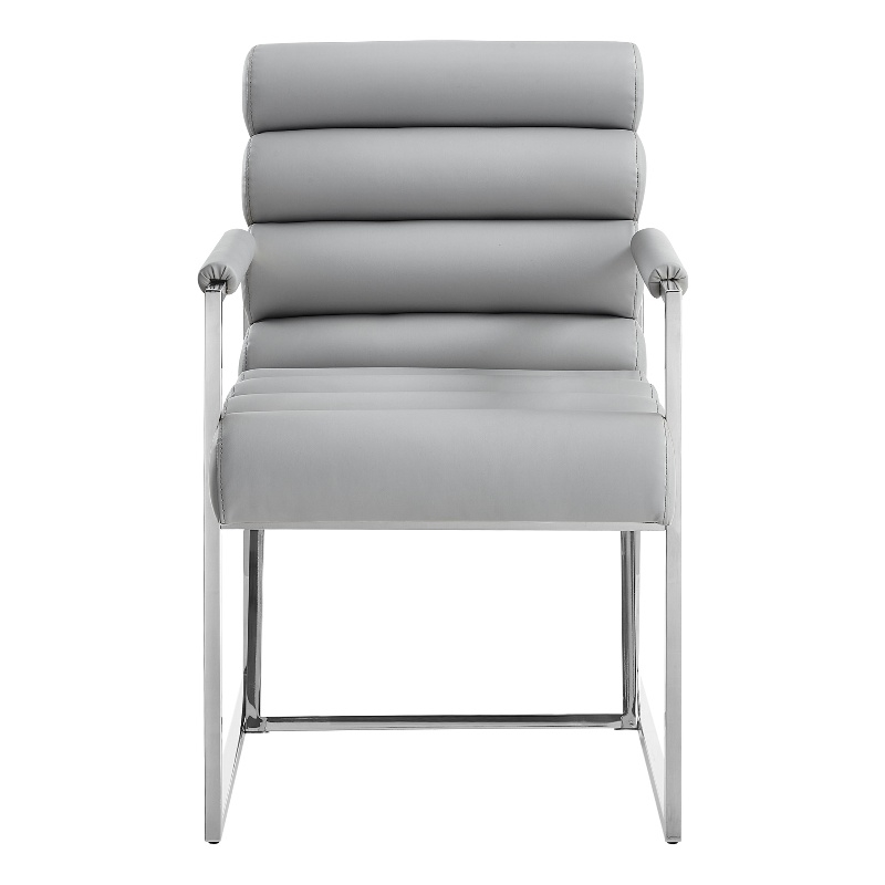 Posh Living Makynlee PU Leather Dining Chair with Arm Grey/Chrome