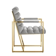 Posh Living Makynlee Velvet Dining Chair with Arm Grey/Gold