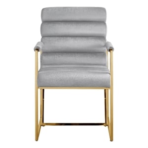 Posh Living Makynlee Velvet Dining Chair with Arm Grey/Gold