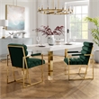 Posh Living Makynlee Velvet Dining Chair with Arm Hunter Green/Gold