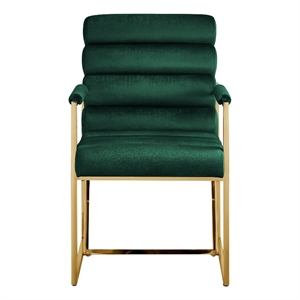 Posh Living Makynlee Velvet Dining Chair with Arm Hunter Green/Gold