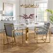 Posh Living Makynlee PU Leather Dining Chair with Arm Grey/Gold
