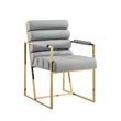 Posh Living Makynlee PU Leather Dining Chair with Arm Grey/Gold