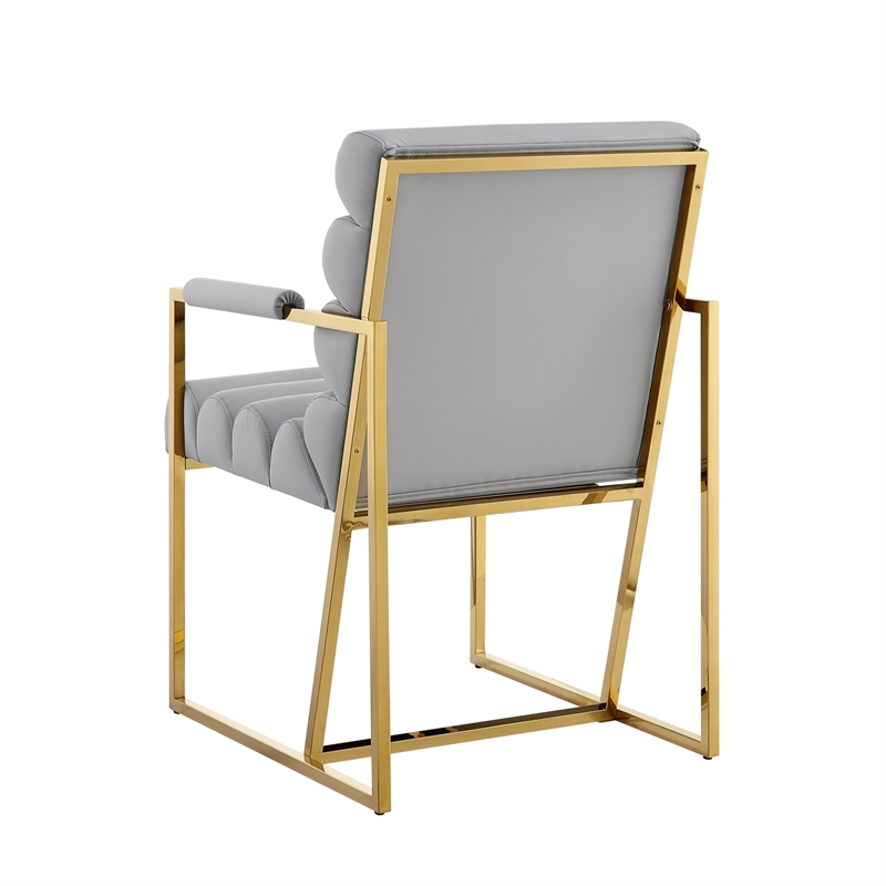 Posh Living Makynlee PU Leather Dining Chair with Arm Grey/Gold