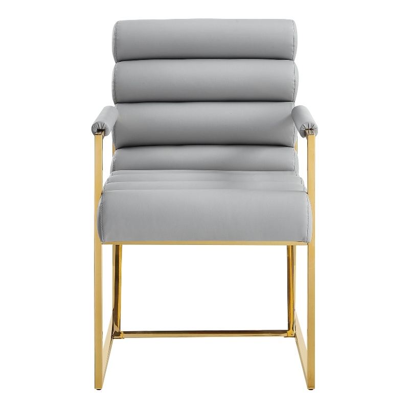 Posh Living Makynlee PU Leather Dining Chair with Arm Grey/Gold