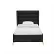 Posh Living Kaeson Upholstered Velvet & Wood Twin XL Platform Bed in Black
