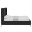 Posh Living Kaeson Upholstered Velvet & Wood Queen Platform Bed in Black