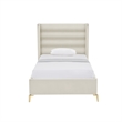 Posh Living Kaeson Upholstered Velvet & Wood Twin XL Platform Bed in Cream White