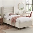 Posh Living Kaeson Upholstered Velvet & Wood Full Platform Bed in Cream White