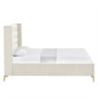 Posh Living Kaeson Upholstered Velvet & Wood Full Platform Bed in Cream White