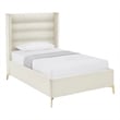 Posh Living Kaeson Upholstered Velvet & Wood Full Platform Bed in Cream White