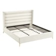 Posh Living Kaeson Upholstered Velvet & Wood King Platform Bed in Cream White
