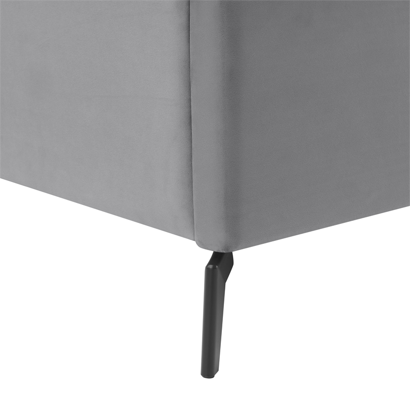 Posh Living Kaeson Upholstered Velvet & Wood Twin XL Platform Bed in Light Gray