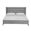 Posh Living Kaeson Upholstered Velvet & Wood King Platform Bed in Light Gray