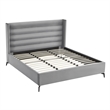 Posh Living Kaeson Upholstered Velvet & Wood King Platform Bed in Light Gray